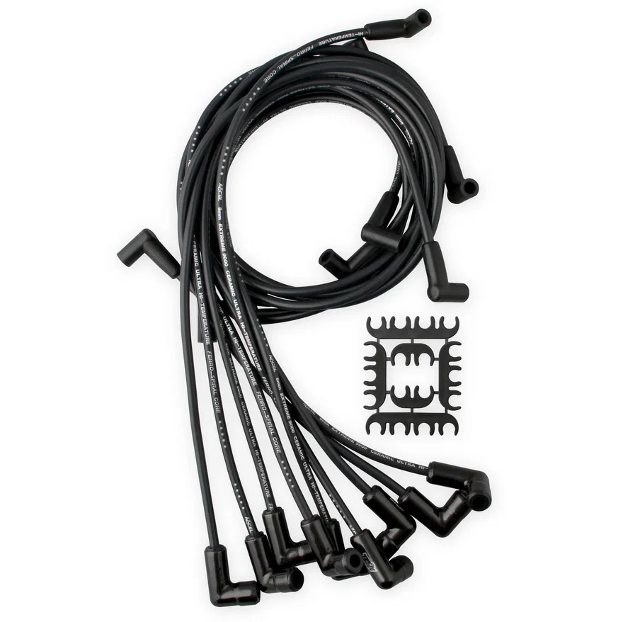Spark Plug Wire Set - Chevy Small Block- HEI 75-86 Wires Under Manifold-Black