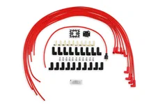 Spark Plug Wire Set - 8mm - Universal - Red Wire with Red 90 Deg Boots image 1