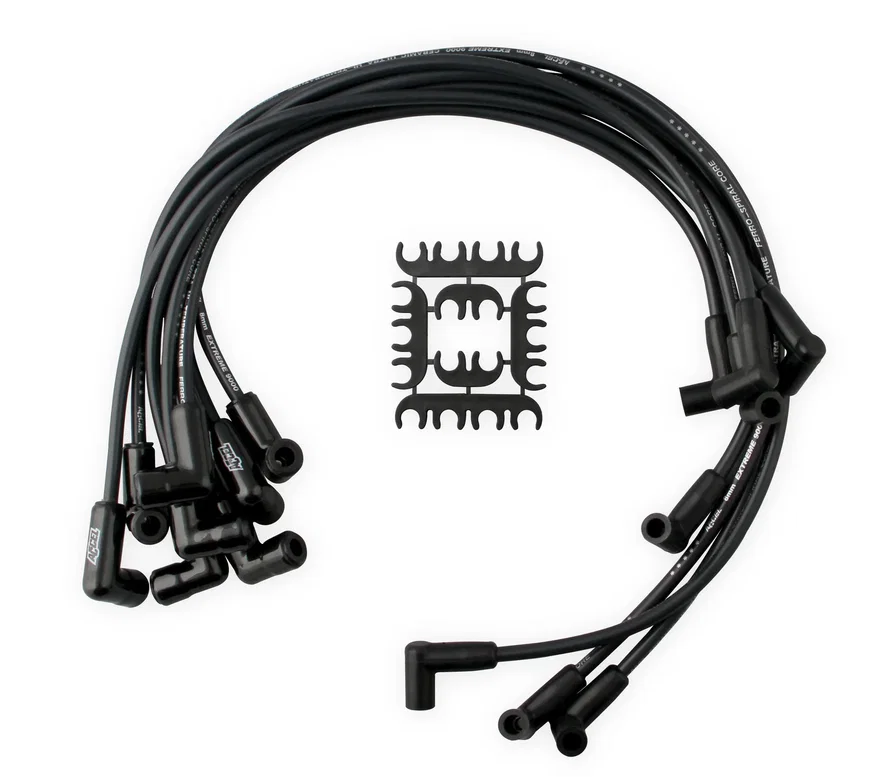 Spark Plug Wire Set- Extreme 9000 Black Ceramic-GM V8 HEI 75-86 Over Valve Cover for Chevrolet