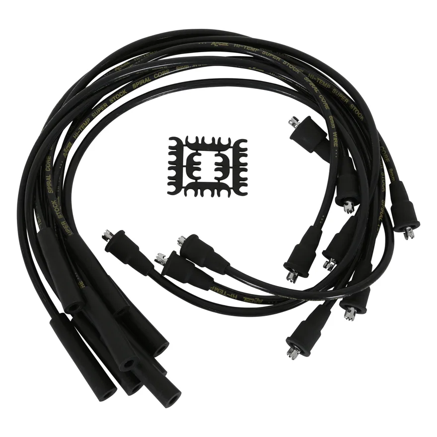Spark Plug Wires - 8mm SUPER STOCK SPIRAL CUST BK
