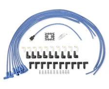 Spark Plug Wire Set- 8mm - Blue Wire with Blue 90 Deg Boots image 1