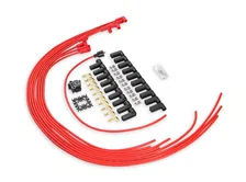 Spark Plug Wire Set - 8mm - Universal - Red Wire with Red 90 Deg Boots image 3
