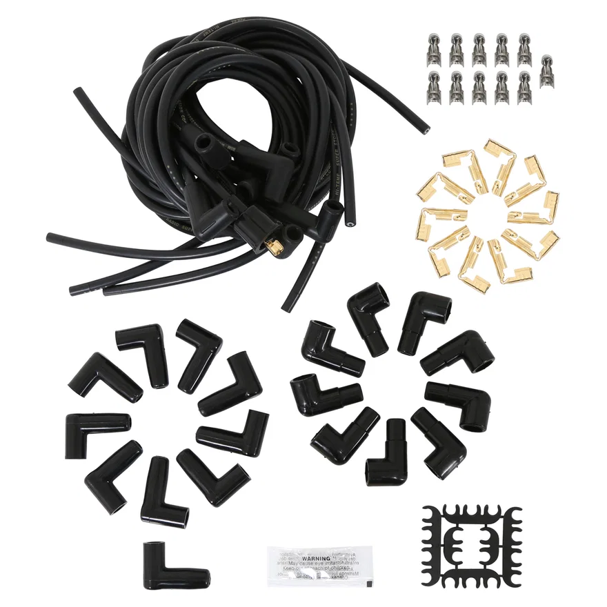 Spark Plug Wire Set- 8mm - Black Wire with Black 90 Deg Boots