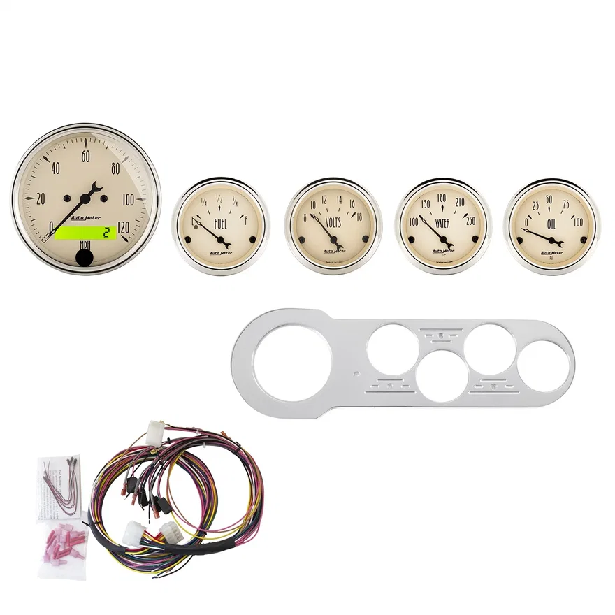 DIRECT FIT DASH KIT; CHEVY CAR 53-54; MPH/FUEL/OILP/WTMP/BAT; AB