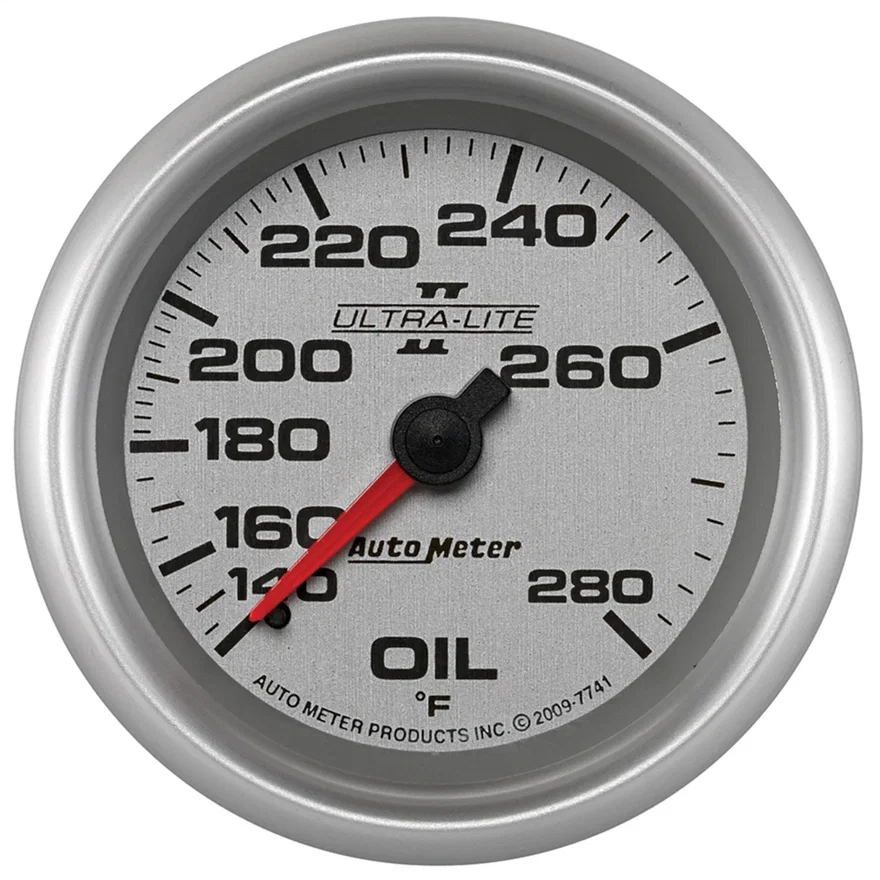 GAUGE; OIL TEMP; 2 5/8in.; 140-280deg.F; MECHANICAL; ULTRA-LITE II