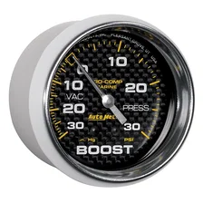 GAUGE; VAC/BOOST; 2 5/8in.; 30INHG-30PSI; MECHANICAL; MARINE CARBON FIBER image 3