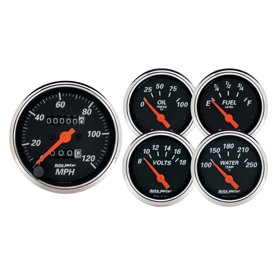 GAUGE KIT; 5 PC.; 3 1/8in./2 1/16in.; MECH. SPEEDOMETER; DESIGNER BLACK