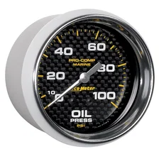 GAUGE; OIL PRESSURE; 2 5/8in.; 100PSI; MECHANICAL; MARINE CARBON FIBER image 3
