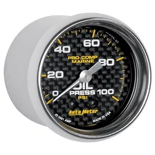 GAUGE; OIL PRESSURE; 2 1/16in.; 100PSI; MECHANICAL; MARINE CARBON FIBER image 3