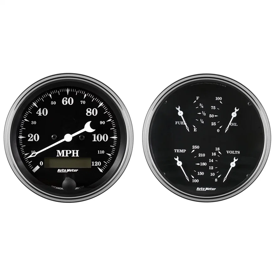 GAUGE KIT; 2 PC.; QUAD/SPEEDOMETER; 5in.; OLD TYME BLACK