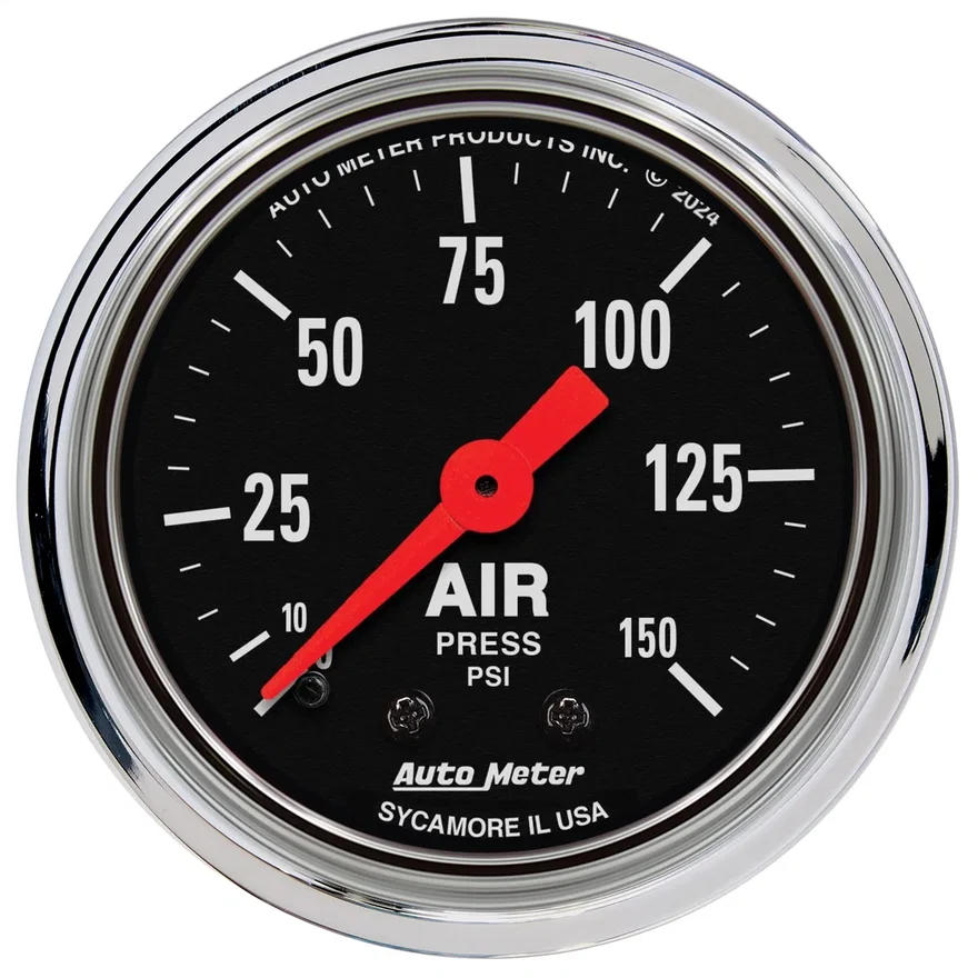 GAUGE; AIR PRESS; 2 1/16in.; 150PSI; MECHANICAL; TRADITIONAL CHROME
