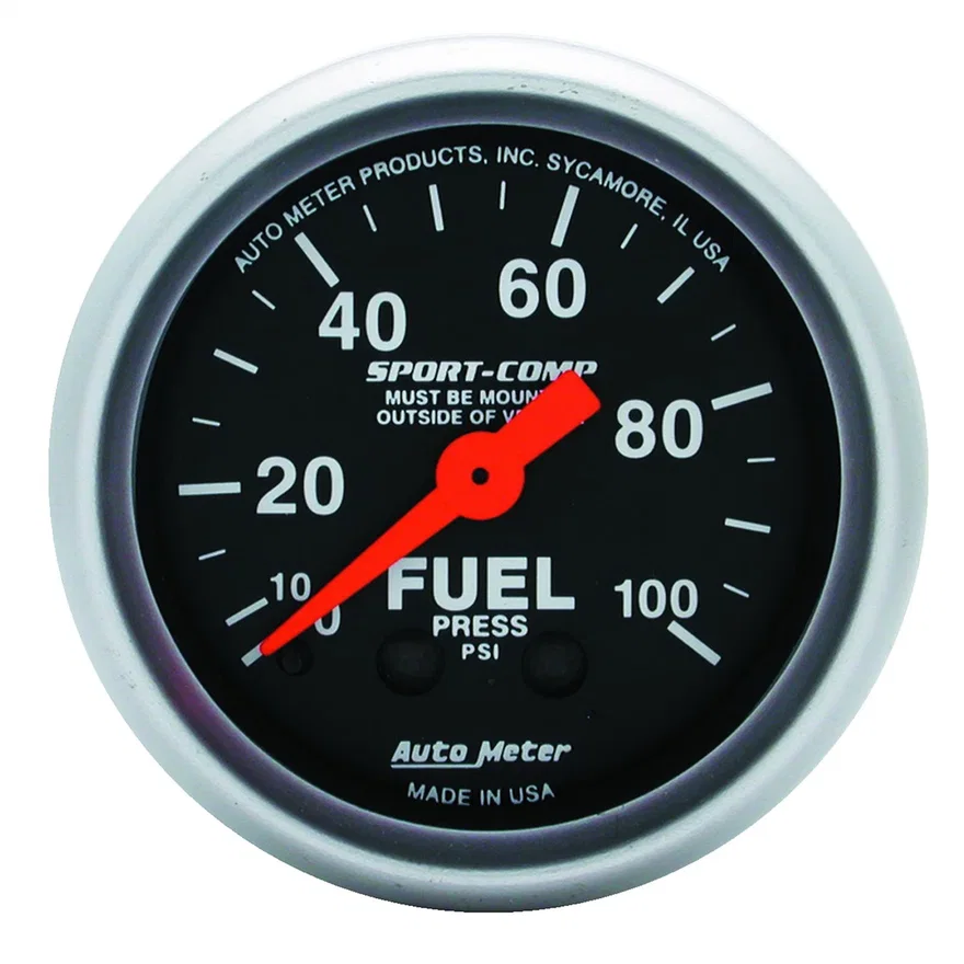 GAUGE; FUEL PRESSURE; 2 1/16in.; 100PSI; MECHANICAL; SPORT-COMP