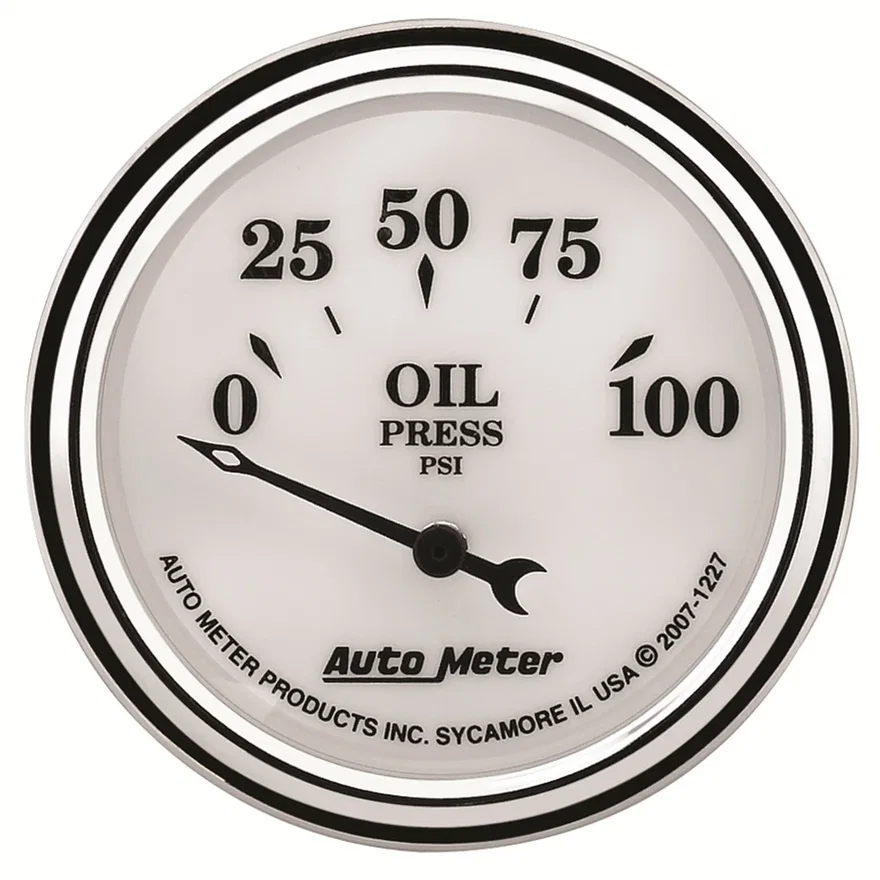 GAUGE; OIL PRESS; 2 1/16in.; 100PSI; ELEC; OLD TYME WHITE II