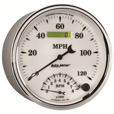 GAUGE; TACH/SPEEDO; 5in.; 120MPH/8K RPM; ELEC. PROGRAM; OLD TYME WHITE II image 5