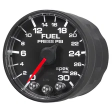 GAUGE; FUEL PRESS; 2 1/16in.; 30PSI; STEPPER MOTOR W/PEAK/WARN; BLK/BLK; SPEK image 3