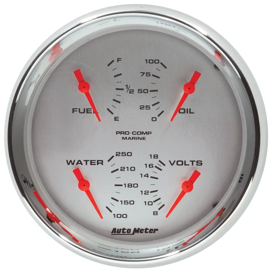 GAUGE; QUAD; 5in.; 240OE-33OF; ELEC; MARINE CHROME