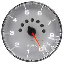 GAUGE; TACHOMETER; 5in.; 8K RPM; W/SHIFT LIGHT/PEAK MEM; SILVER/CHROME; SPEK-PRO image 2