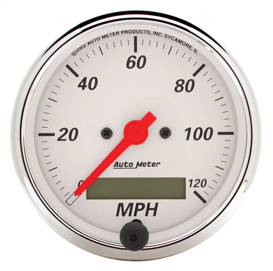 GAUGE; SPEEDOMETER; 3 1/8in.; 120MPH; ELEC. PROG. W/LCD ODO; ARCTIC WHITE