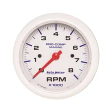 GAUGE; TACHOMETER; 3 3/8in.; 8K RPM; MARINE WHITE image 1
