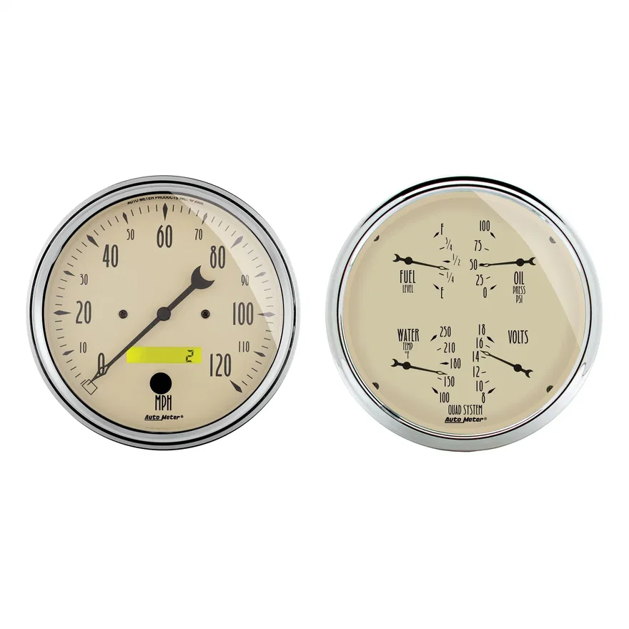 GAUGE KIT; 2 PC.; QUAD/SPEEDOMETER; 5in.; ANTIQUE BEIGE