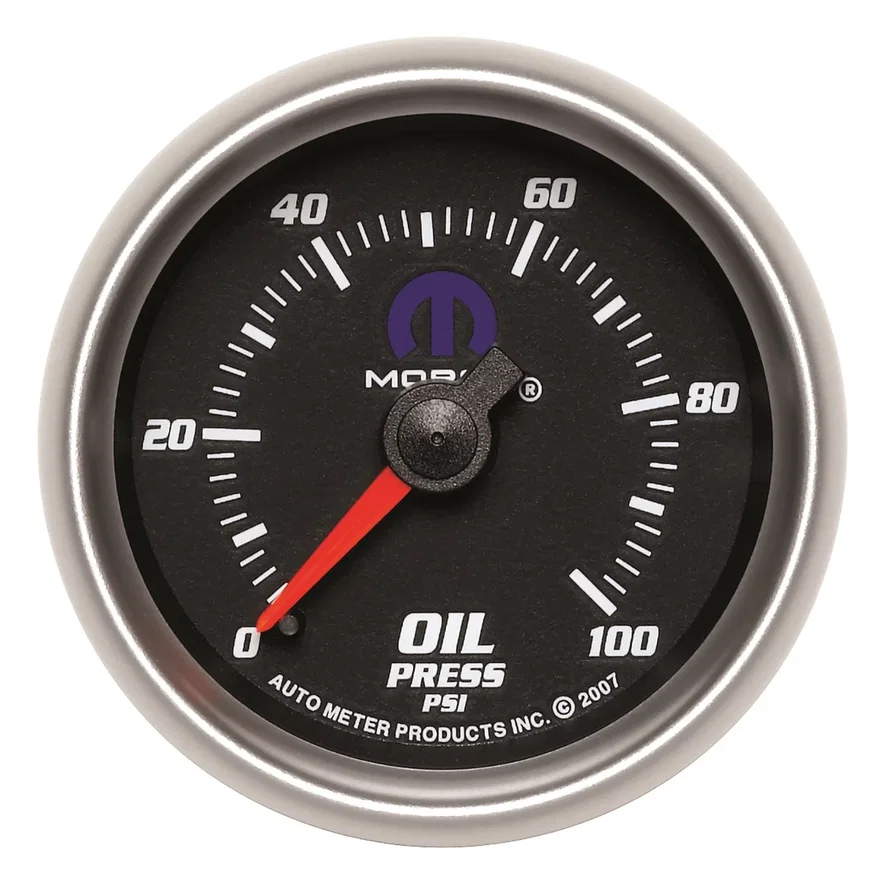GAUGE; OIL PRESSURE; 2 1/16in.; 100PSI; MECHANICAL; BLACK; MOPAR