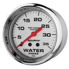 GAUGE; WATER PRESS; 2 5/8in.; 35PSI; MECHANICAL; MARINE CHROME image 2