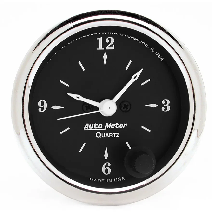 GAUGE; CLOCK; 2 1/16in.; 12HR; ANALOG; OLD TYME BLACK