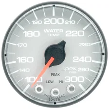 GAUGE; WATER TEMP; 2 1/16in.; 300deg.F; STEPPER MOTOR W/PEAK/WARN; SLVR/BLK; SPE image 2