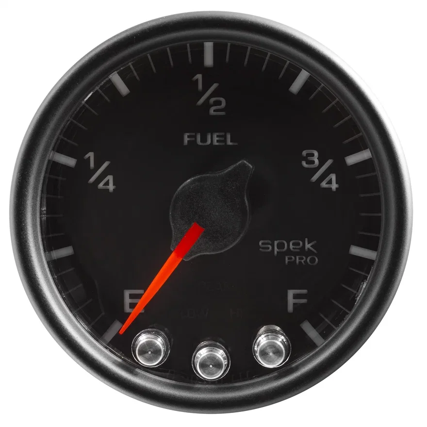 GAUGE; FUEL LEVEL; 2 1/16in.; 0-270O PROGRAMMABLE; BLK/BLK; SPEK-PRO