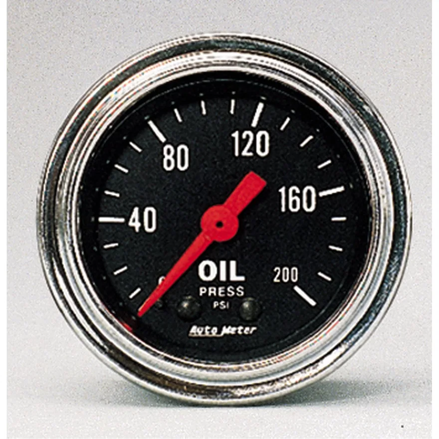 GAUGE; OIL PRESSURE; 2 1/16in.; 200PSI; MECHANICAL; TRADITIONAL CHROME