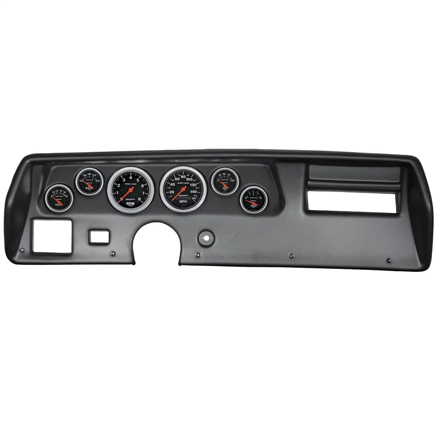 DIRECT FIT DASH KIT; CHEVELLE/ELCAMINO/MALIBU 70-72; RPM/MPH/FUEL/OILP/WTMP/VOLT for Chevrolet