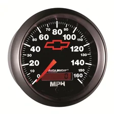 GAUGE; SPEEDOMETER; 3 3/8in.; 160MPH; ELEC. PROGRAMMABLE; CHEVY RED BOWTIE; BLAC image 6