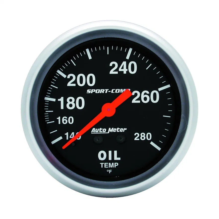 GAUGE; OIL TEMP; 2 5/8in.; 140-280deg.F; MECHANICAL; SPORT-COMP