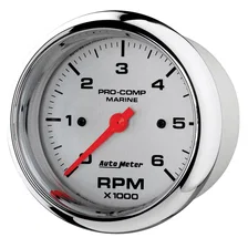 GAUGE; TACHOMETER; 3 3/8in.; 6K RPM; MARINE CHROME image 2