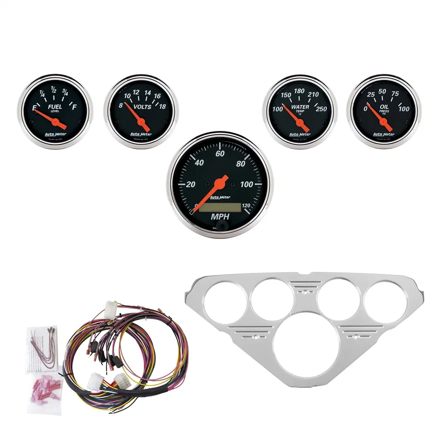 DIRECT FIT DASH KIT; CHEVY TRUCK 55-59; MPH/FUEL/OILP/WTMP/BAT; DB
