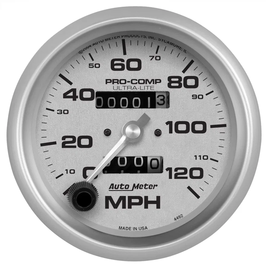 GAUGE; SPEEDOMETER; 3 3/8in.; 120MPH; MECHANICAL; ULTRA-LITE