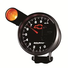 GAUGE; TACHOMETER; 5in.; 10K RPM; PEDESTAL W/EXT. SHIFT-LITE; CHEVY RED BOWTIE; image 3