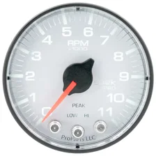 GAUGE; TACH; 2 1/16in.; 11K RPM; W/SHIFT LIGHT/PEAK MEM; WHT/BLK; SPEK-PRO image 2