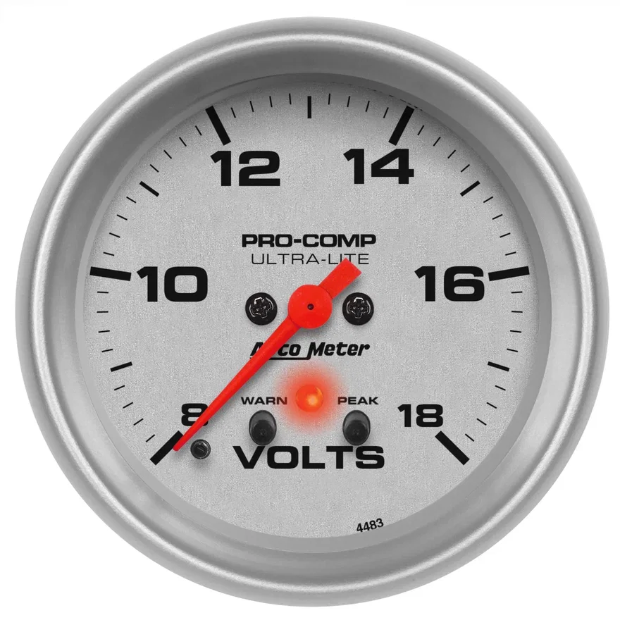 GAUGE; VOLTMETER; 2 5/8in.; 18V; DIGITAL STEPPER MOTOR W/PEAK/WARN; ULTRA-LITE