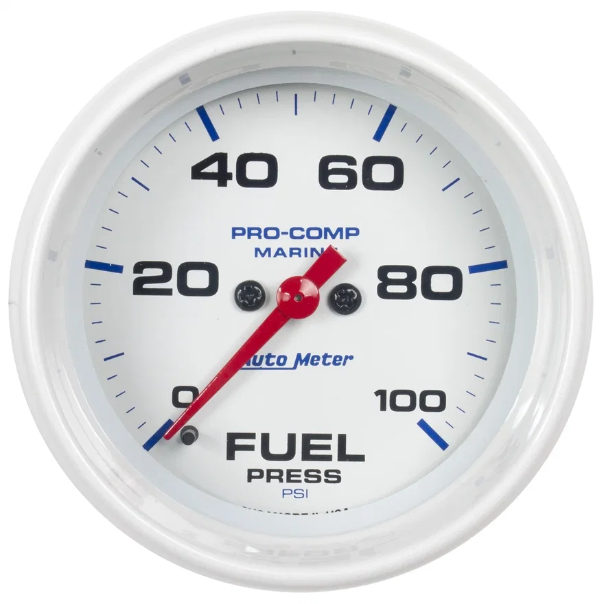 GAUGE; FUEL PRESSURE; 2 5/8in.; 100PSI; DIGITAL STEPPER MOTOR; MARINE WHITE
