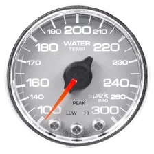 GAUGE; WATER TEMP; 2 1/16in.; 300deg.F; STEPPER MOTOR W/PEAK/WARN; SLVR/CHRM; SP image 2