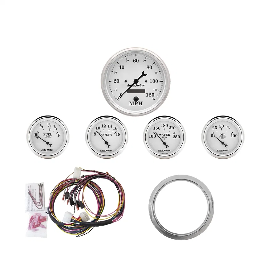 DIRECT FIT DASH KIT; CHEVY CAR 59-60; MPH/FUEL/OILP/WTMP/BAT; OTW