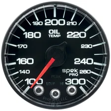 GAUGE; OIL TEMP; 2 1/16in.; 300deg.F; STEPPER MTR W/PK/WRN; BK/BK; SPEK; NO O-RI image 2