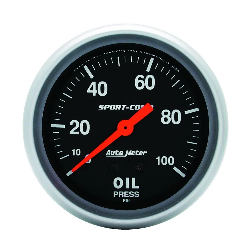 GAUGE; OIL PRESSURE; 2 5/8in.; 100PSI; MECHANICAL; SPORT-COMP