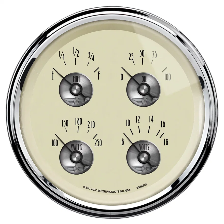 GAUGE; QUAD; 5in.; 0OE TO 90OF; ELEC; PRESTIGE ANTQ. IVORY