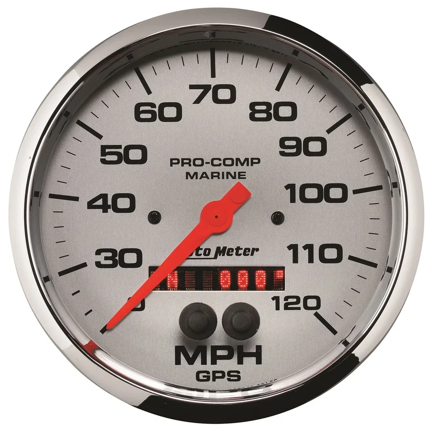 GAUGE; SPEEDOMETER; 5in.; 120MPH; GPS; MARINE CHROME