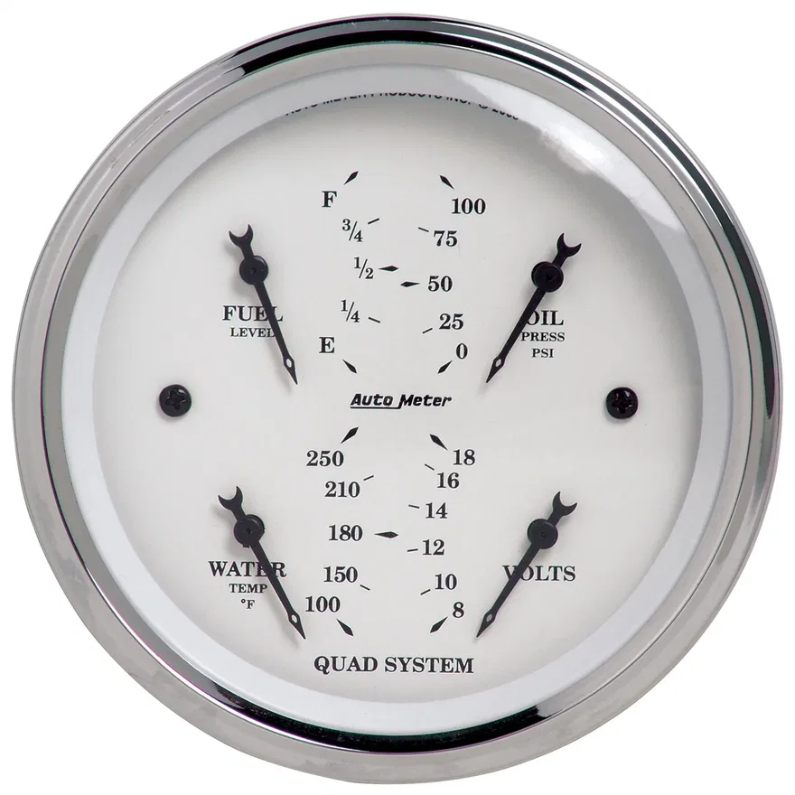 GAUGE; QUAD; 3 3/8in.; 240OE-33OF; ELEC; OLD TYME WHITE