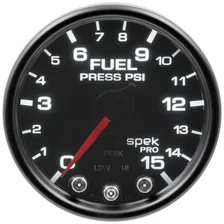 GAUGE; FUEL PRESS; 2 1/16in.; 15PSI; STEPPER MOTOR W/PK/WRN; BLK/SMOKE/BLK; SPEK image 2