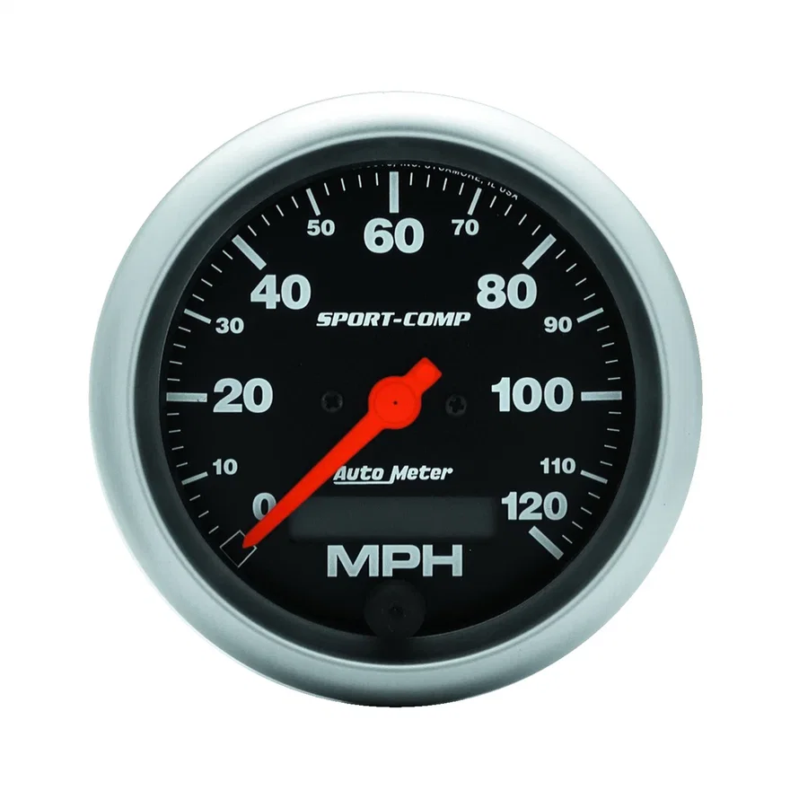 GAUGE; SPEEDO; 3 3/8in.; 120MPH; ELEC. PROGRAM W/LCD ODO; SPORT-COMP