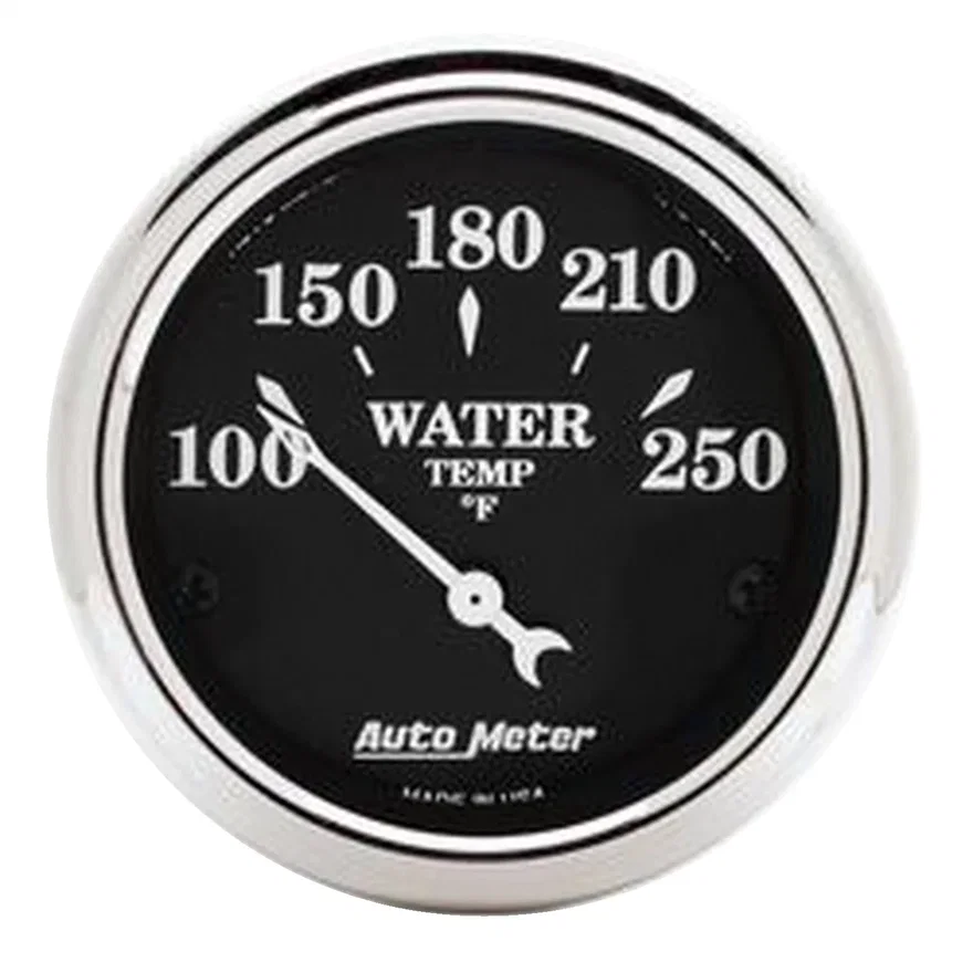 GAUGE; WATER TEMP; 2 1/16in.; 250deg.F; ELEC; OLD TYME BLACK